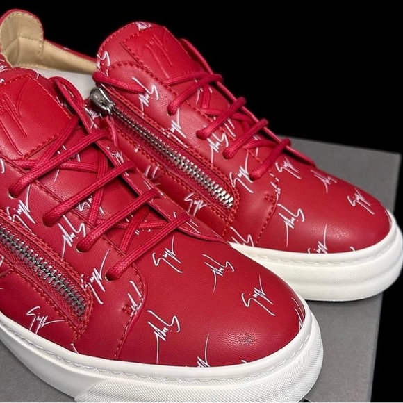 giuseppe zanotti BNIB red logo lowtops - Picture 1 of 12